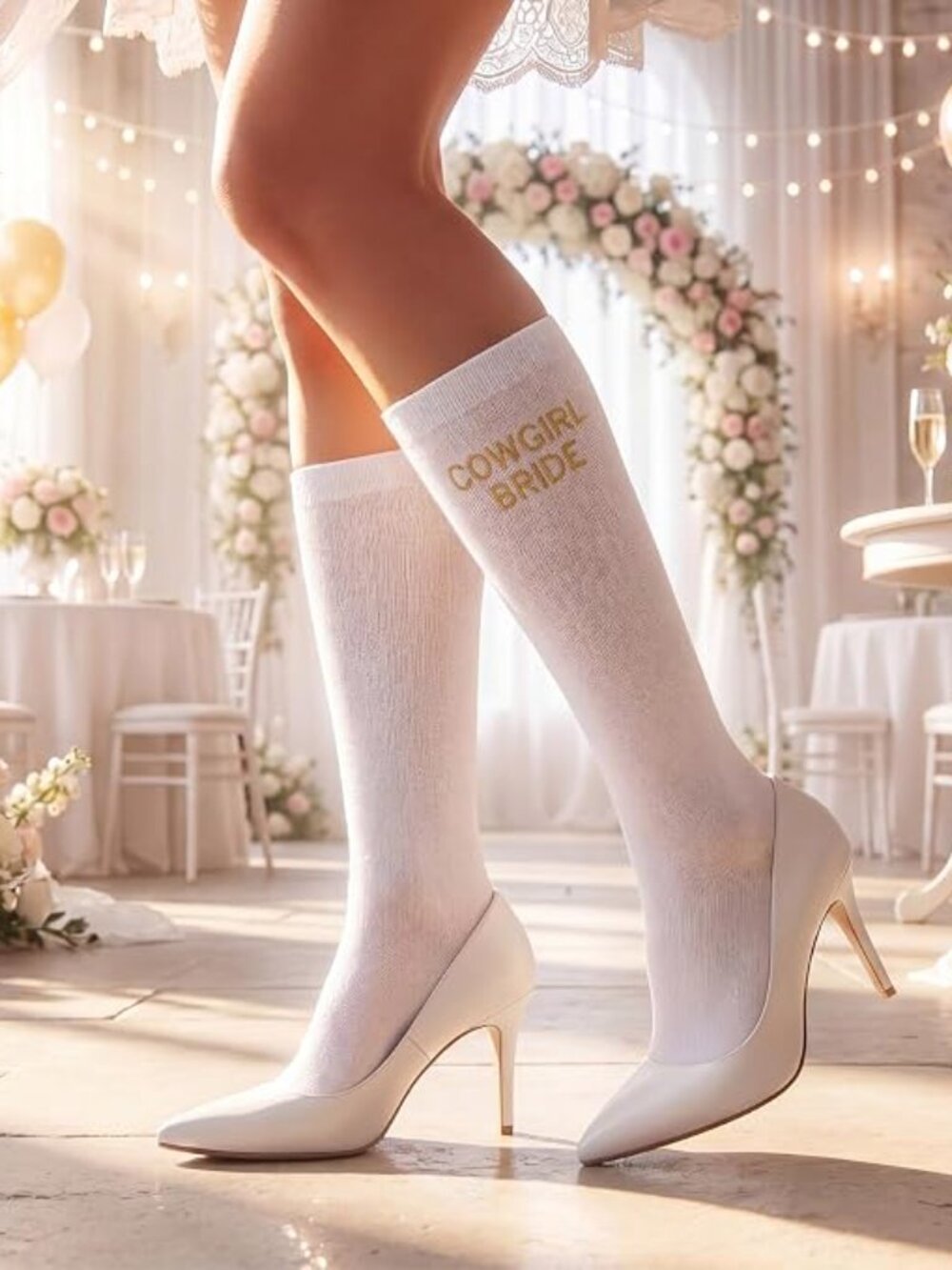Western Bride Knee High Socks